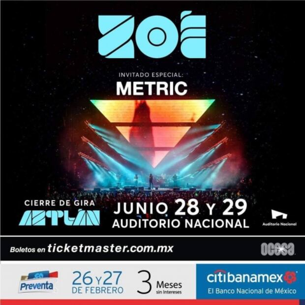 Zoé cierra su gira "Aztlán" en el Auditorio Nacional