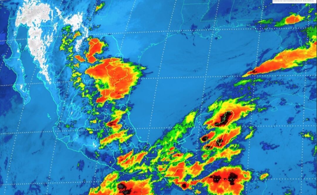 La imagen satelital muestra la formación de nubosidad en el centro, sur, sureste y oriente de la república. /@conagua_clima