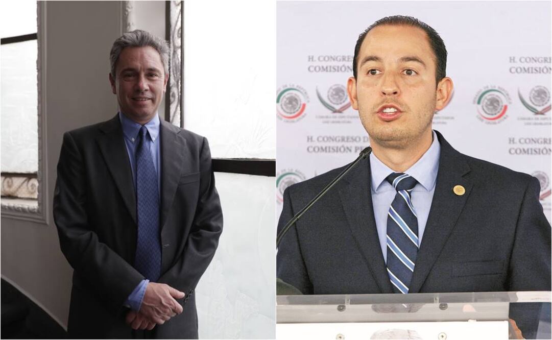 Los candidatos a la dirigencia nacional del PAN, Manuel Gómez Morin y Marko Cortés. Foto: Especial