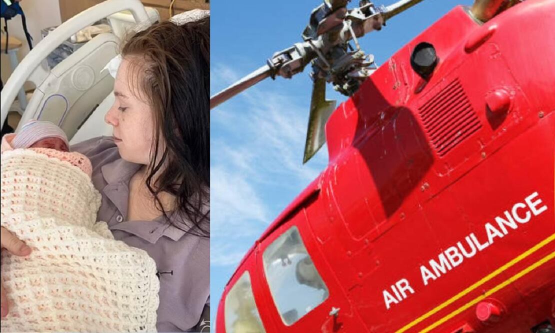 Una mujer tuvo a su bebé en un helicóptero, en Braintree, Inglaterra. FOTO: DailyMailUK