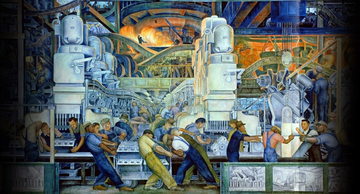 Muralas industriales que Diego Rivera pintó para Edsel Ford, en Detroit. (Foto: Archivo El Universal)