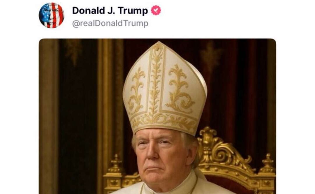 El presidente estadounidense Donald Trump posteó en su red Truth Social una imagen vestido como Papa. Foto: Captura de pantalla