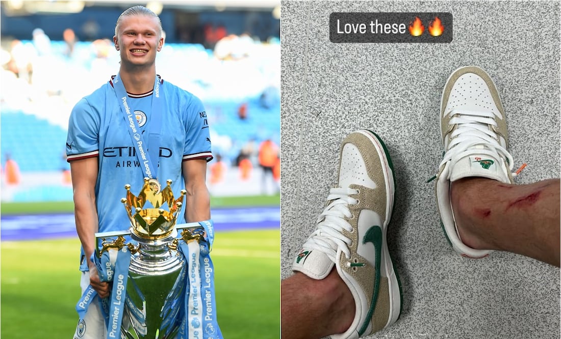 Erling Haaland con sus tenis marca Jarritos