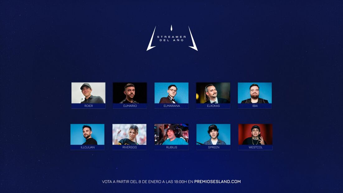 Nominados a "Streamer del Año". Foto: Premios Esland