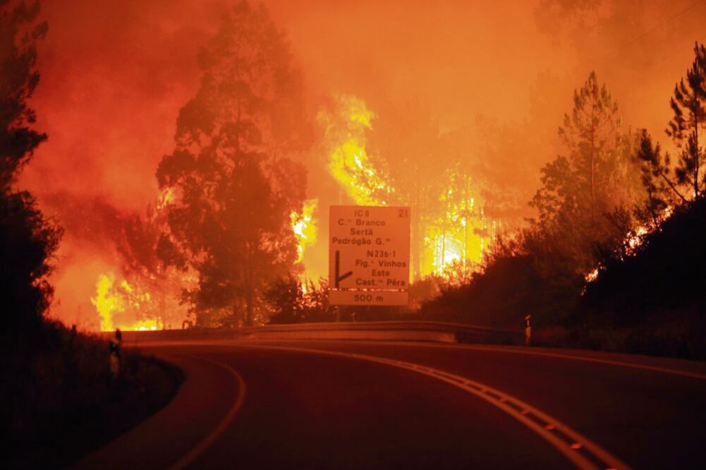 Así se veía ayer el incendio forestal en Pedrógão Grande, en el distrito portugués de Leiria. Se desconoce qué lo provocó (FOTO: ARCHIVO EL UNIVERSAL)