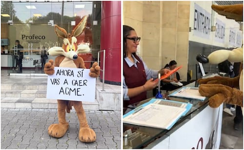 Coyote llega a las oficinas de Profeco para presentar su queja contra ACME; video se viraliza en redes