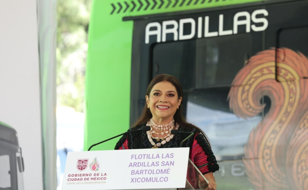La jefa de Gobierno de la CDMX, Clara Brugada, inaugura nueva ruta de RTP en Milpa Alta. Foto: especial