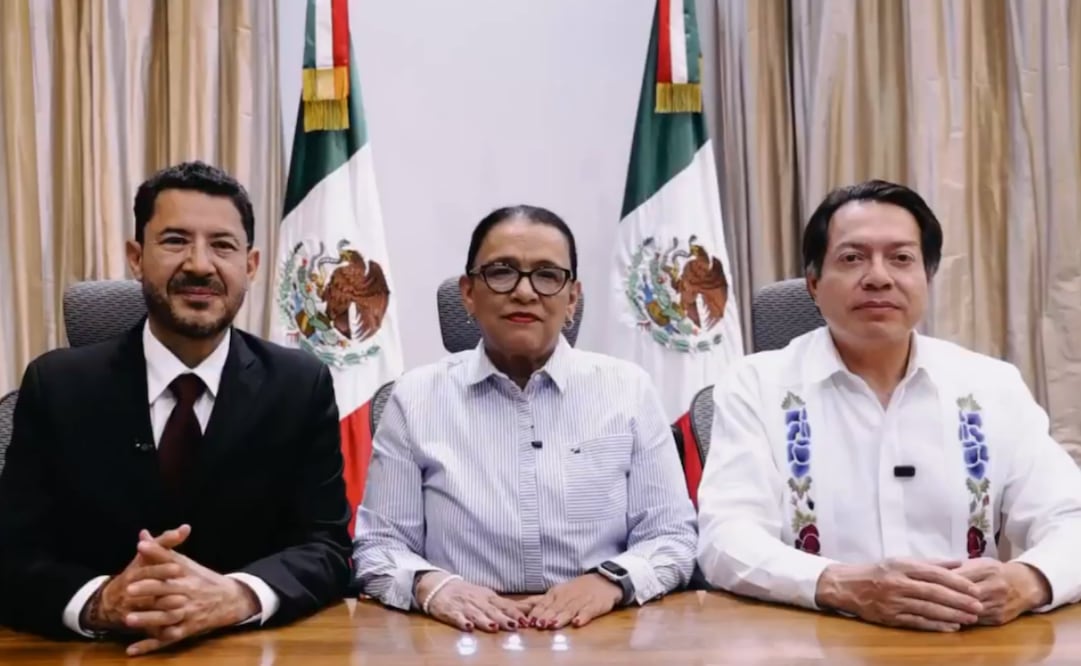Martí Batres, Rosa Icela Rodríguez y Mario Delgado (02/06/2026). Foto: Captura de pantalla