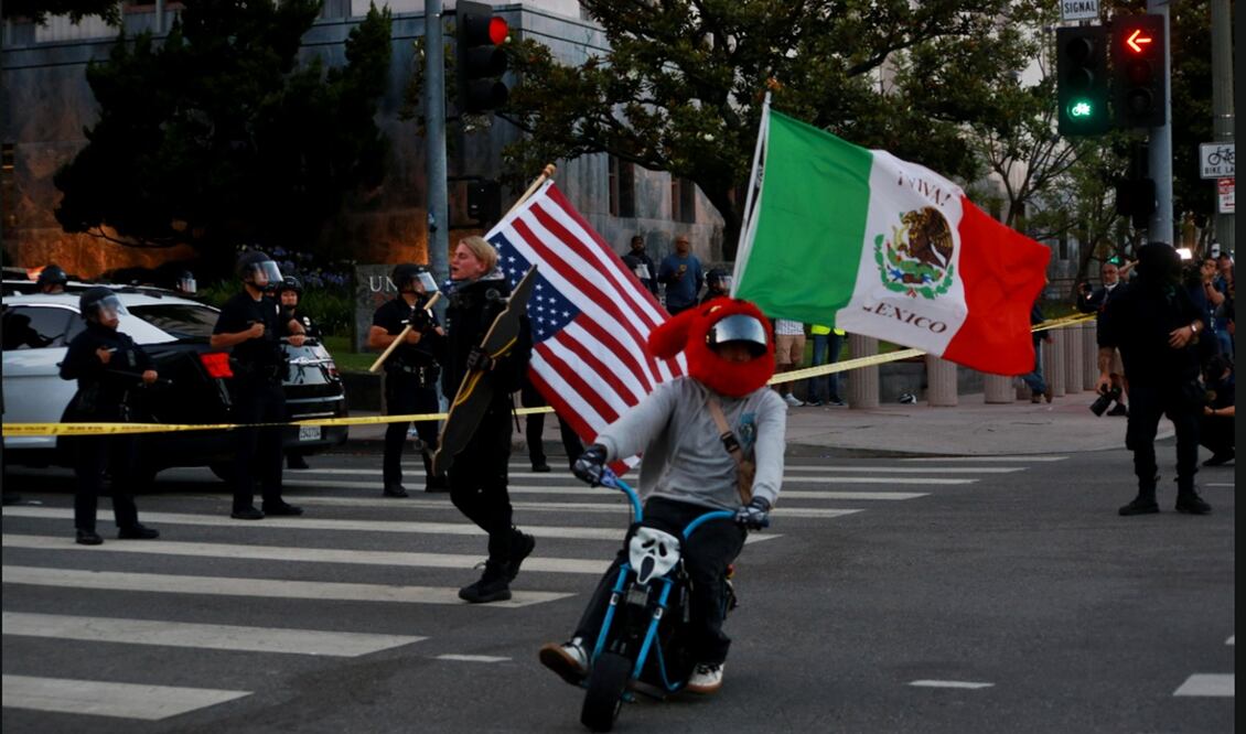 Protestas en el centro de Los Ángeles en contra de ICE y las redadas migratorias. Foto: Aimee Melo/EL UNIVERSAL