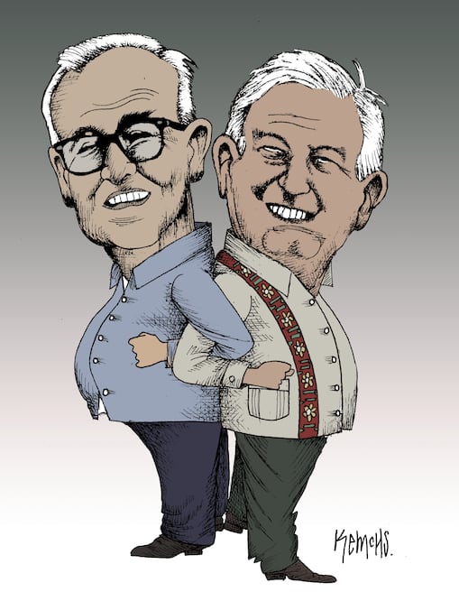 Hermanos cuidándose la espalda. Cartón de KEMCHS