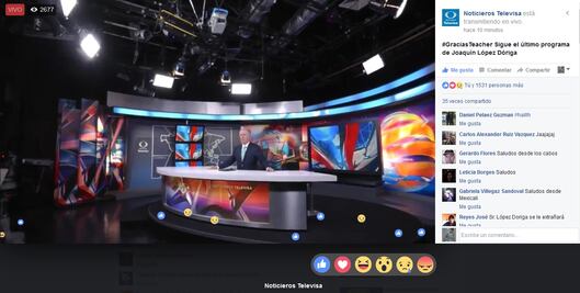 López-Dóriga graba Face Live en su último programa