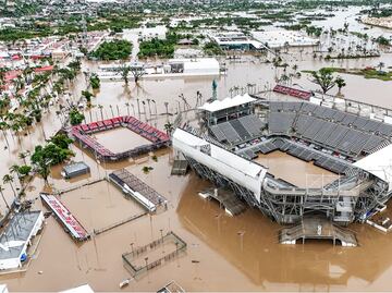 La Arena GNP, sede del Abierto Mexicano de Tenis, luce afectada por el huracán John