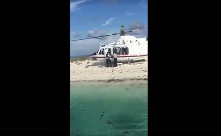 Aterriza helicóptero en arrecife protegido de Yucatán