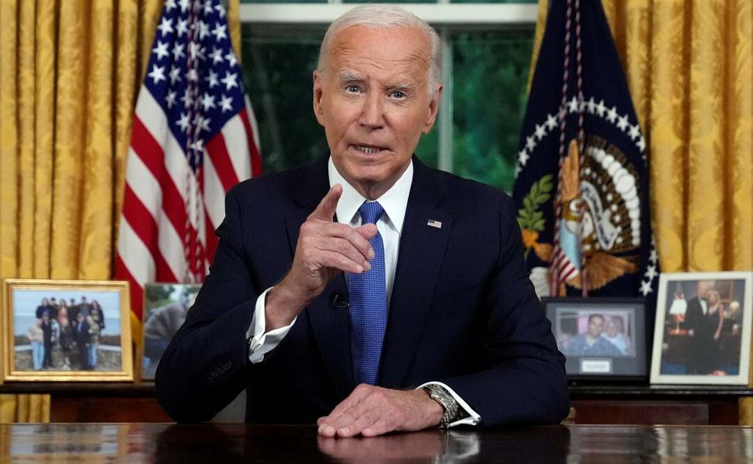 El presidente Joe Biden se dirige a la nación desde la Oficina Oval de la Casa Blanca en Washington. Foto: AP