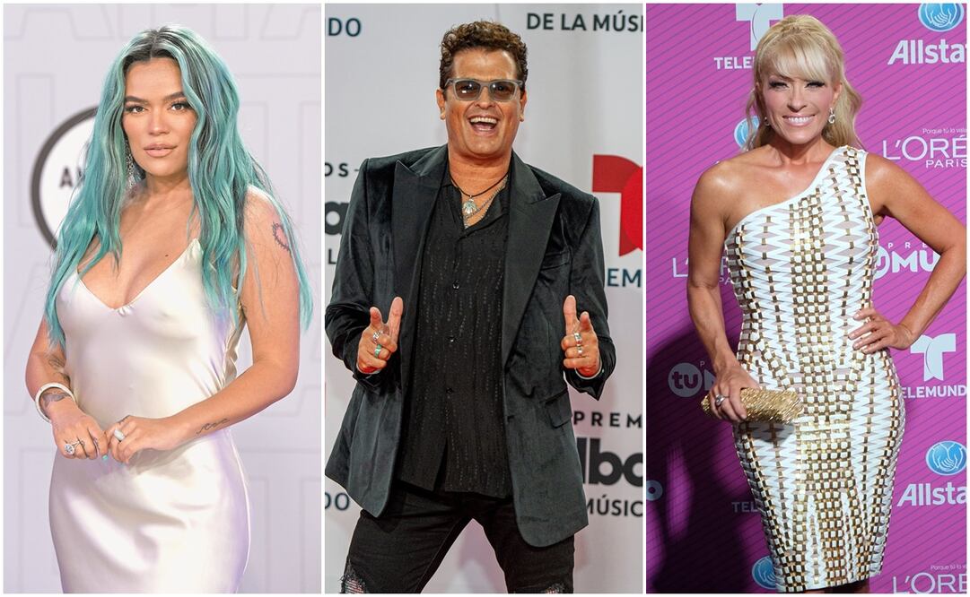Karol G, Carlos Vives y Yuri. Fotos: AP y EFE