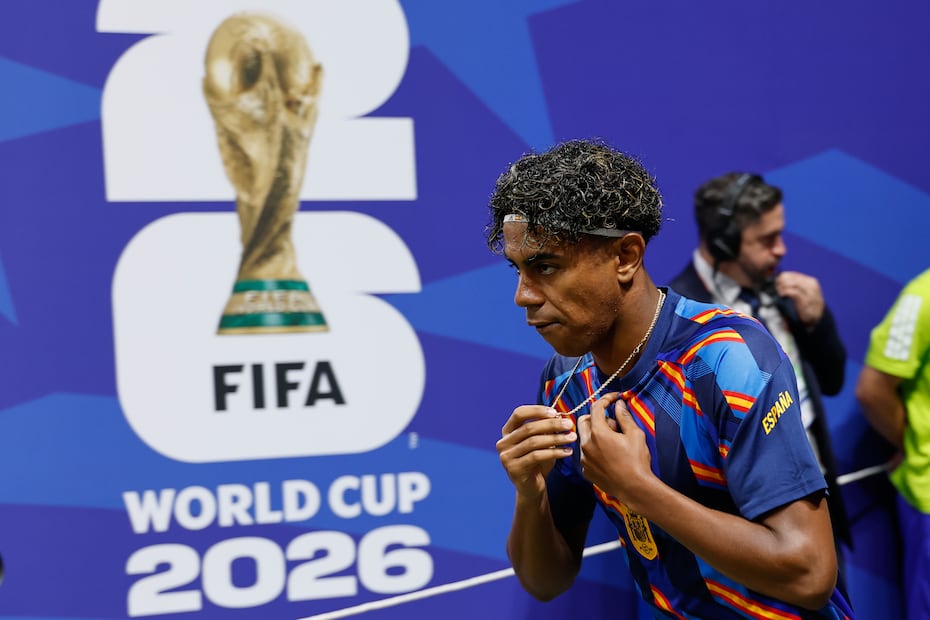 Lamine Yamal con la selección de España, durante la Copa del Mundo de 2026 - Foto: AP