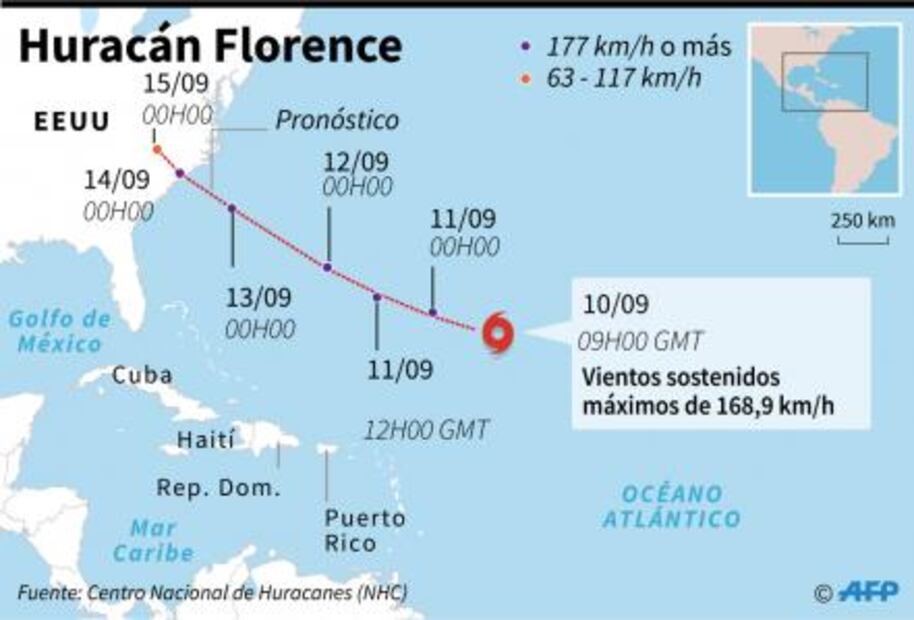 Ordenan evacuación inmediata en Carolina del Sur por huracán “Florence”