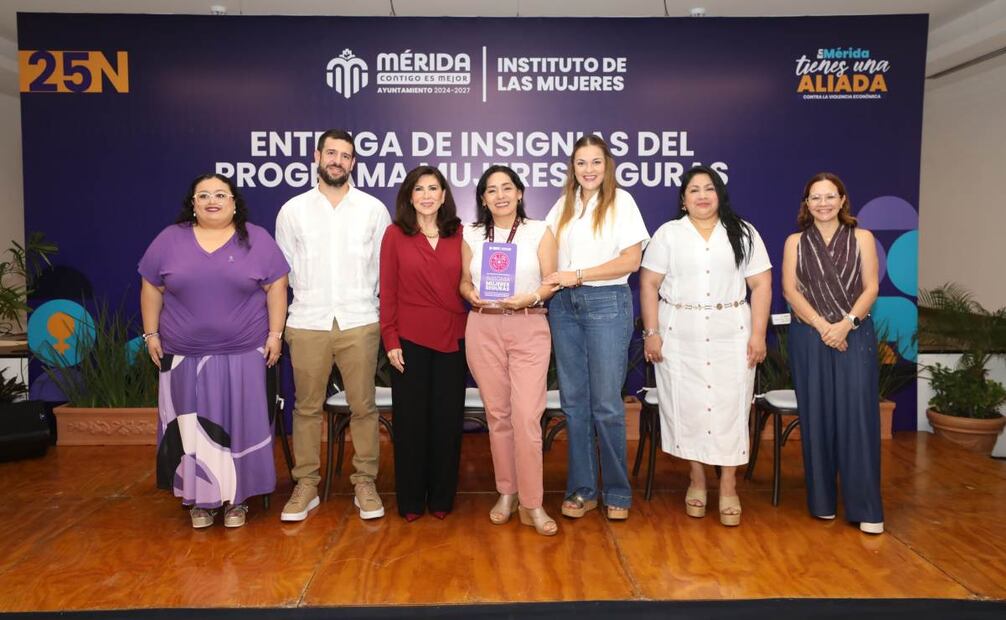 Cecilia Patrón entrega “Insignias Mujeres Seguras” a 18 empresas; Mérida refuerza acciones contra la violencia.
Foto: Especial.
