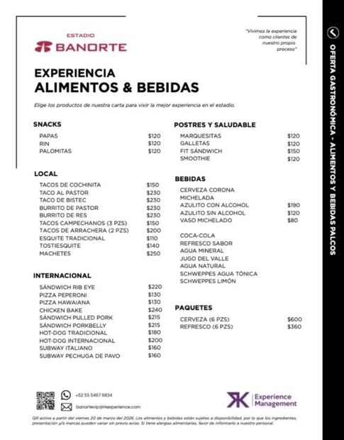 FOTO: ESPECIAL - Revelan presuntos precios de comida y bebidas en el Estadio Azteca para México vs Portugal