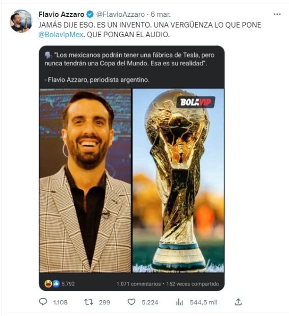 Se disculpan con periodista Flavio Azzaro por difamación: “replicamos declaraciones falsas”