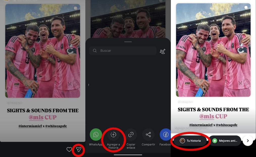 Así puedes compartir historias de cuentas públicas en Instagram. Imagen: captura de pantalla