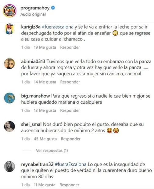 Le hacen el feo a Andrea Escalona tras su regreso a "Hoy"