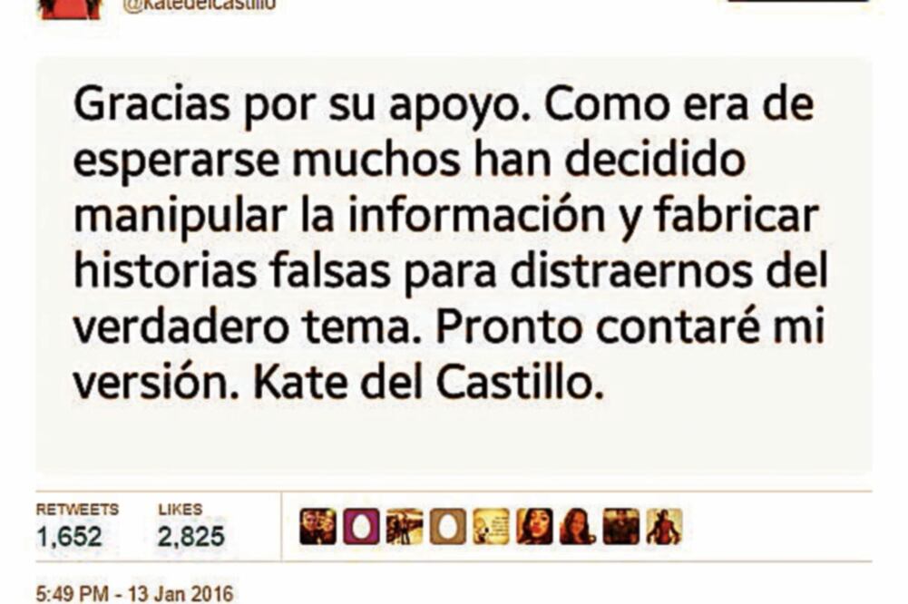 La actriz publicó un mensaje en Twitter donde advierte que se ha manipulado la información de su relación con narcotraficante (TOMADA DE TWITTER)