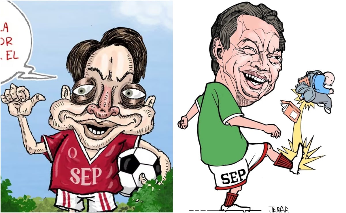 Entre balones y aulas vacías; cartones se mofan de la SEP y Mario Delgado por el Mundial 2026