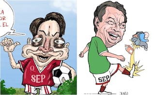 Entre balones y aulas vacías; cartones se mofan de la SEP y Mario Delgado por el Mundial 2026
