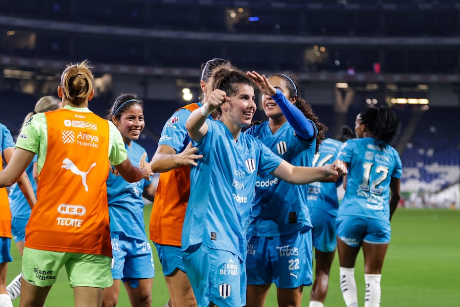 Rayadas de Monterrey en festejo de gol, durante la Liguilla del Clausura 2026 de la Liga MX Femenil - Foto: Imago7