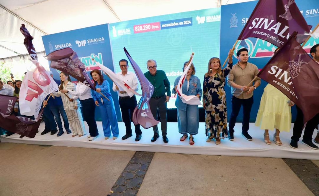 El gobernador Rubén Rocha Moya dio el banderazo simbólico para el inicio del Aquatón 2025. Foto: Especial