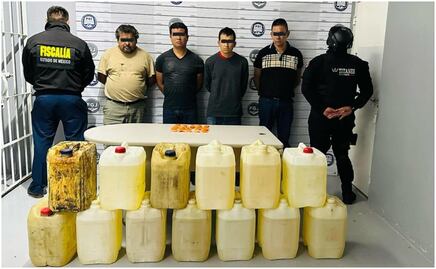 Detienen a 4 hombres por venta ilegal de hidrocarburos en la colonia Benito Juárez, Edomex
