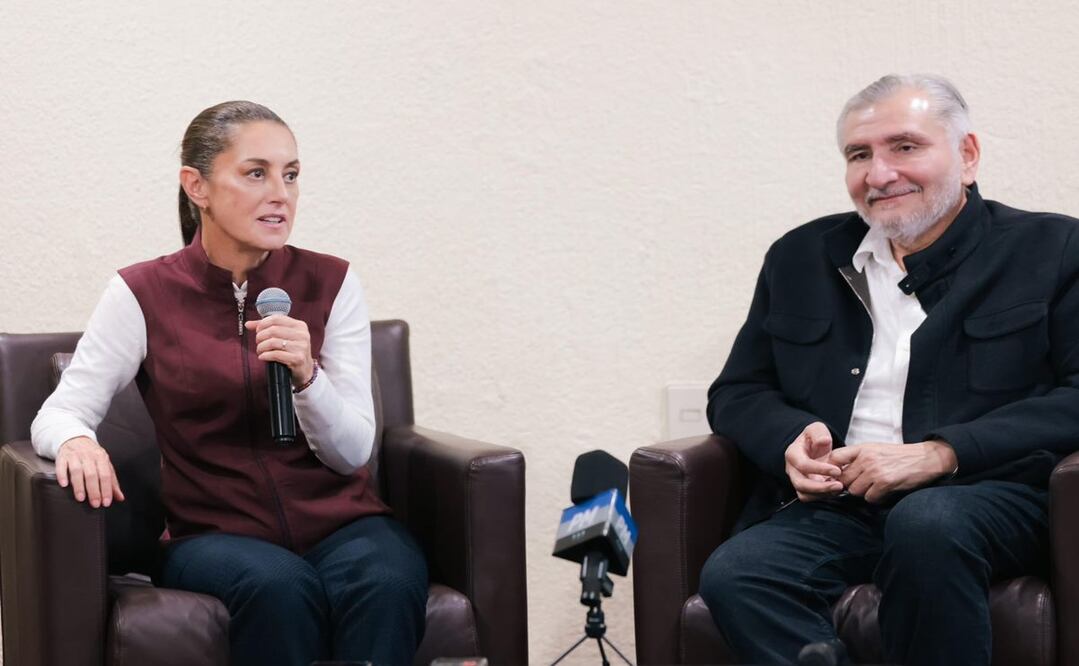Claudia Sheinbaum y Adán Augusto López en un panel de medios en Zacatecas Foto: Especial