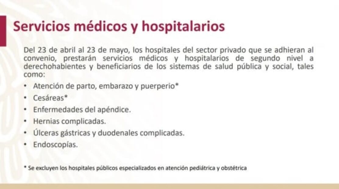 Qué servicios cubrirán los hospitales privados durante contingencia por Covid-19
