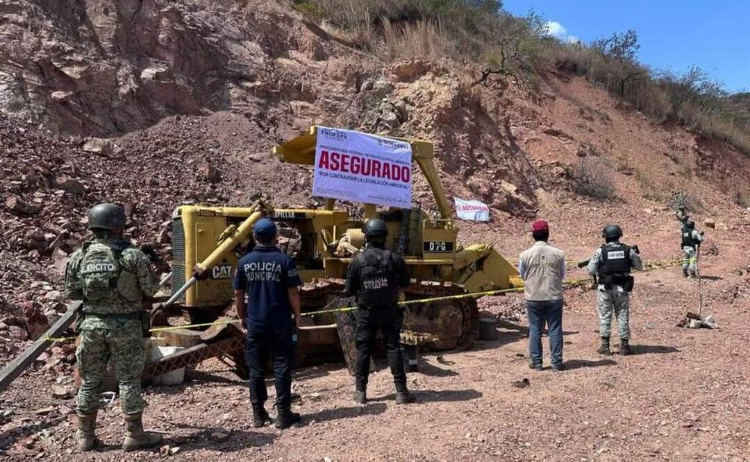 La mina donde se extraía barita en Chicomuselo, Chiapas quedó clausurada por autoridades de la Profepa (18/04/2025). Foto: Especial