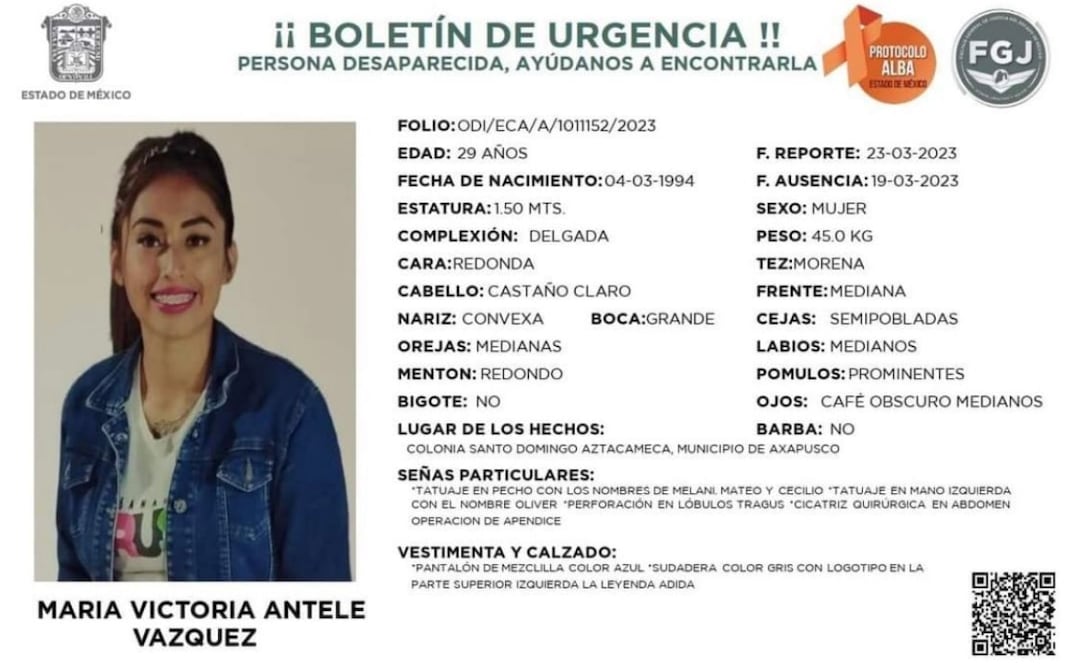 El cuerpo de María Victoria Antele Vázquez fue localizado la tarde del 28 de marzo en un terreno en la zona. Foto: Especial