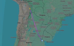 Ruta del avión que traslada a Fernando Farías Laguna a México (20/08/2026). Foto: Flightradar24