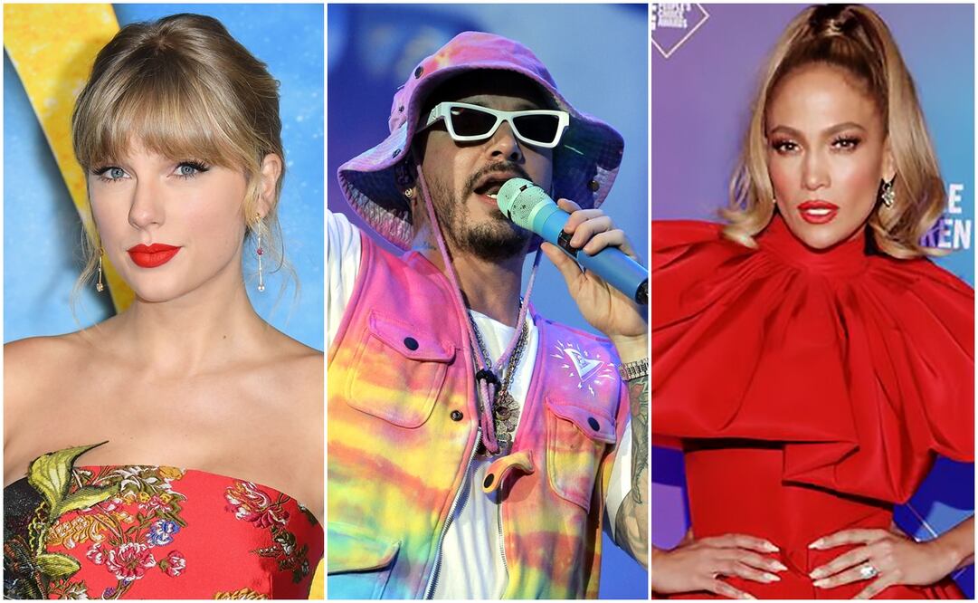 Taylor Swift, Bad Bunny y Jennifer López. Fotos: AFP, AP y cortesía