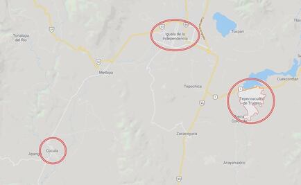 Mapa de la nueva pista del caso Ayotzinapa, a 16 km de Iguala