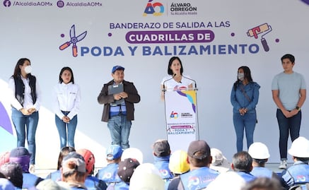 Lía Limón da banderazo de salida a cuadrilla de poda y balizamiento