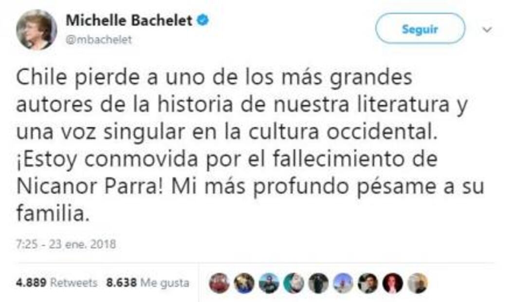 Lamentan fallecimiento de Nicanor Parra