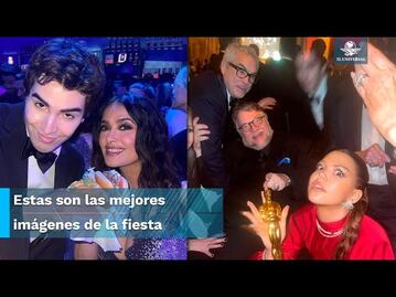 Se juntan los Cuarón y Salma Hayek con Del Toro en la fiesta del Oscar 