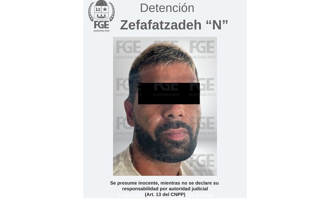 Zefafatzadeh “N”, una persona de nacionalidad extranjera es detenido por maltrato animal contra un perrito en Quintana Roo. Foto: Especial