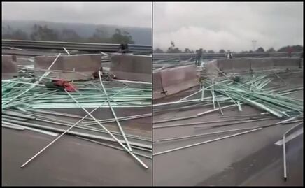 Volcadura de tráiler cargado con tubos de metal deja 2 muertos en la autopista Perote-Xalapa; habitantes realizan rapiña