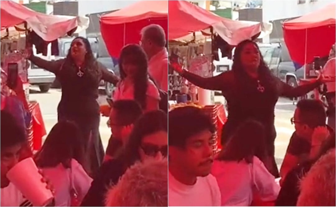 Los vendedores y clientes quedaron sorprendidos al oír a la mujer cantar. Foto: TikTok. @isaacdiazcalderone