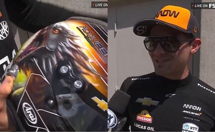 Patricio O’Ward presume casco para las 500 millas de Indianápolis; tiene plasmada una bestia azteca