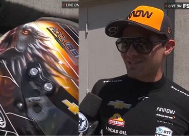 Patricio O’Ward presume casco para las 500 millas de Indianápolis; tiene plasmada una bestia azteca