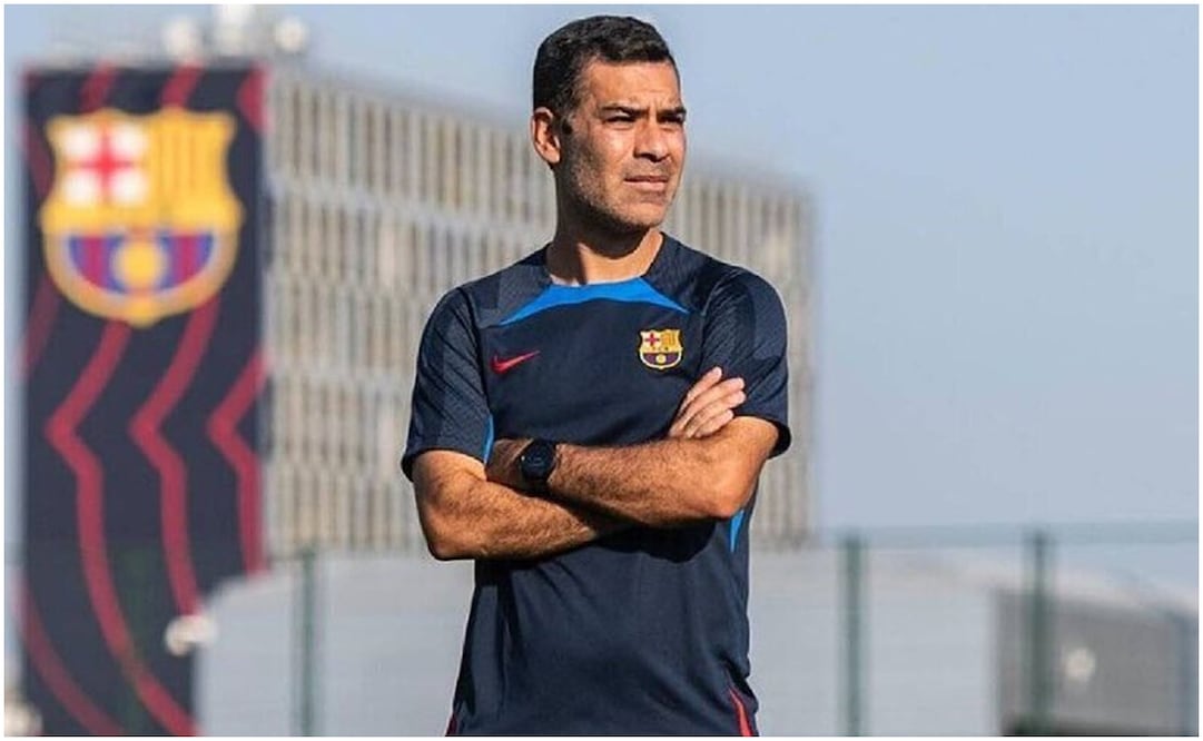 Rafa Márquez como DT del Barcelona B en un entrenamiento / FOTO: EFE