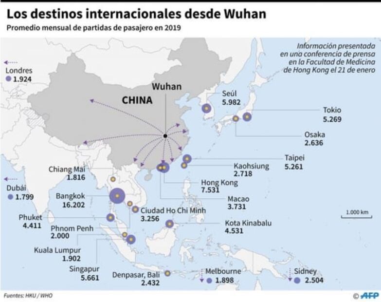 Ciudad china Wuhan anuncia cierre de transporte por brote de coronavirus
