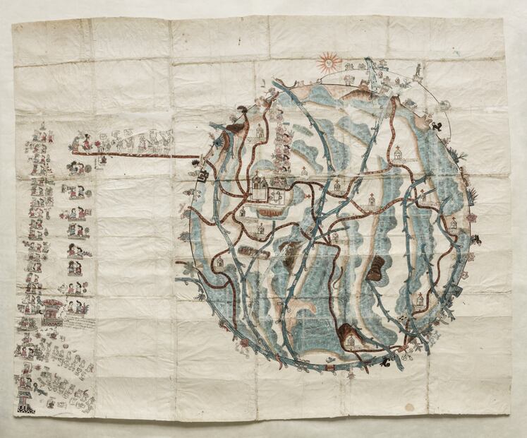 Imagen del mapa de la población de Teozacoalco, el cual fue dibujado entre 1569 y 1970. Foto: Benson Latin American Collection